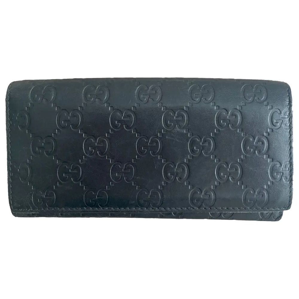 Authentic Gucci Black Leather GG Webbing Wallet
